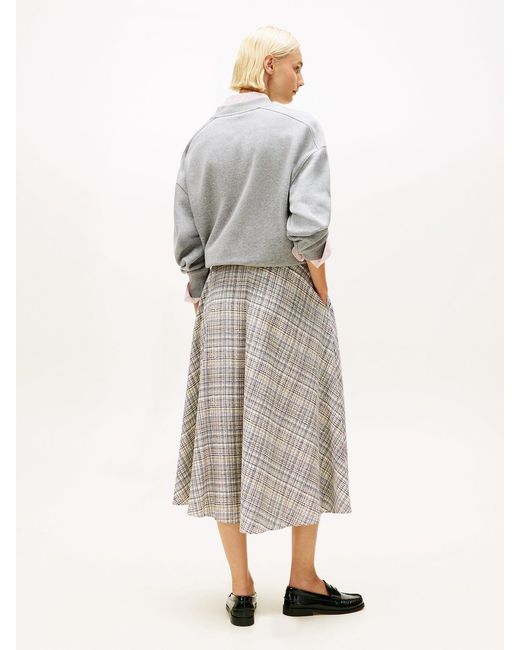 Tommy Hilfiger Brown Midi A-Line Skirt With Linen