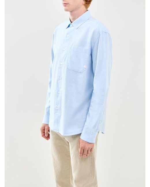 Farah Blue Brewer Organic Long Sleeve Shirt for men