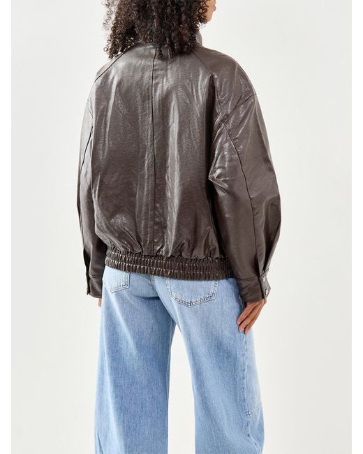 ONLY Brown Julia Faux Leather Oversized Bomber Jacket