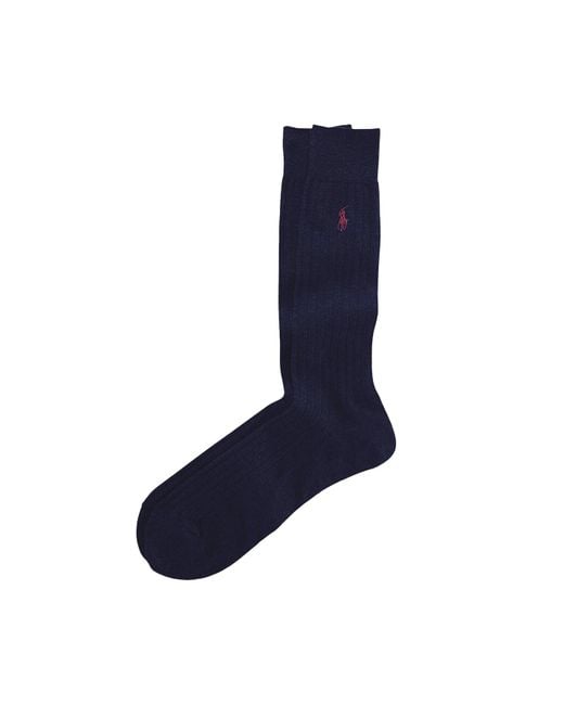 Polo Ralph Lauren Blue Ribbed Socks 2 Pack for men