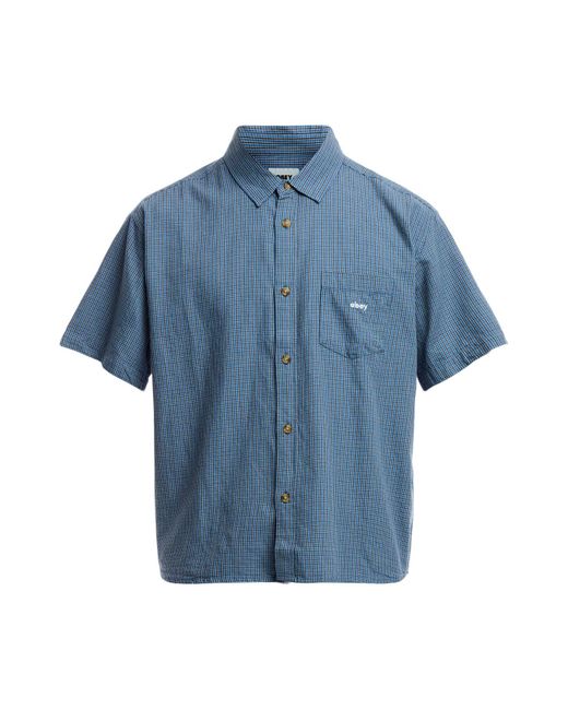 Obey Blue Men's Short Sleeve Bigwig Woven Shirt for men