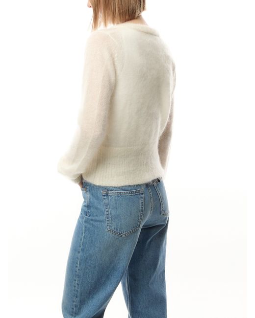 Ganni White Women's Light Mohair Tie String Cardigan