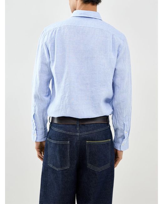 Polo Ralph Lauren Blue Custom Fit Micro Check Shirt for men
