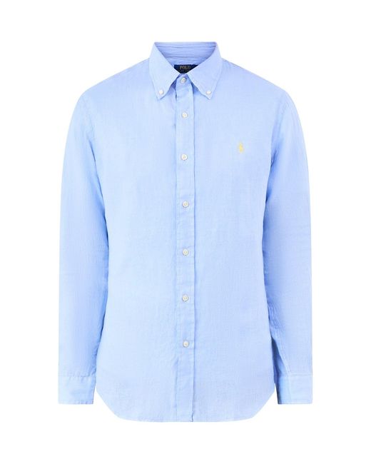 Polo Ralph Lauren Blue Custom Fit Shirt for men