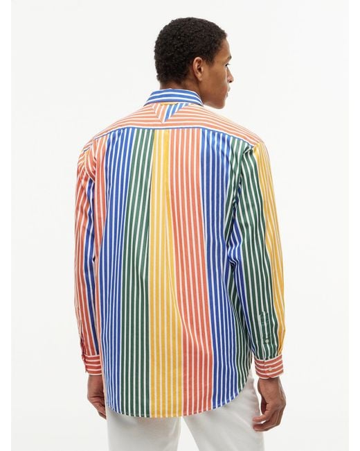 Tommy Hilfiger Blue Relaxed Fit Multicolour Stripe Poplin Shirt for men