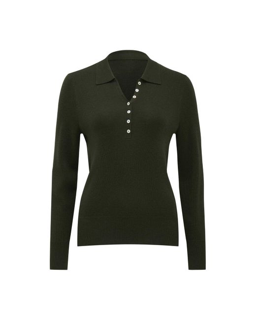 Forever New Green Women's Olive Button Through Polo Jumper