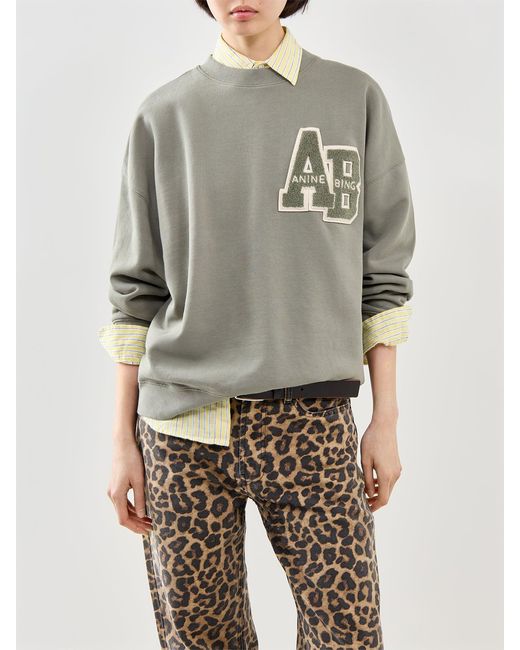 Anine Bing Gray Miles Letterman Sweatshirt