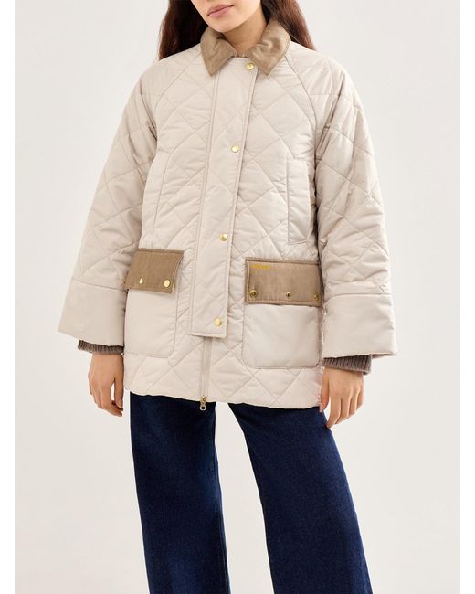 Barbour White Aldburgh Quilted Jacket Cream