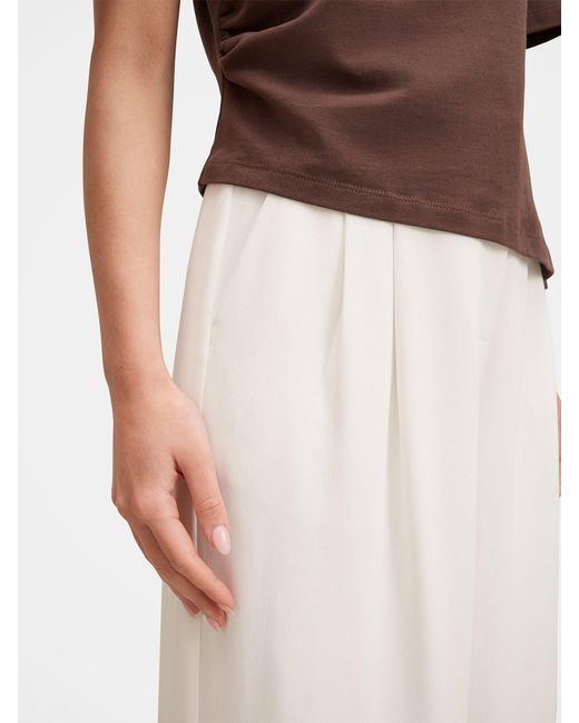 Forever New White Annabelle Pleated Wide Leg Trousers