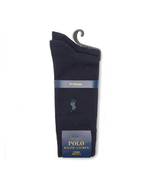 Polo Ralph Lauren Blue 2 Pack Flat Crew Socks for men