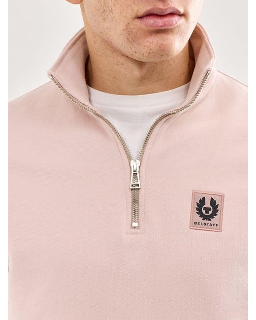 Belstaff Pink Quarter Zip Sweatshirt for men