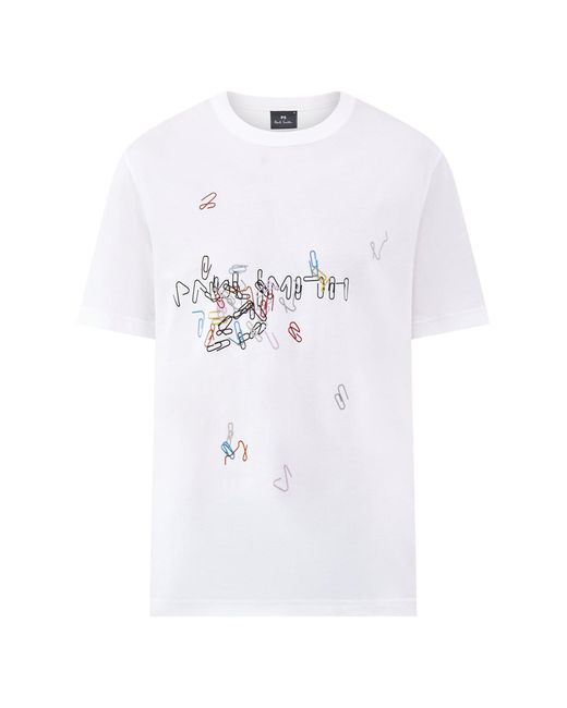 Paul Smith White Paperclips Graphic T-Shirt for men