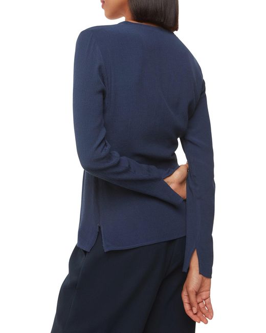 Whistles Blue Women's Twist Front Textured Top