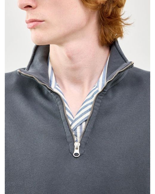 Hartford Blue Half Zip Sweatshirt for men