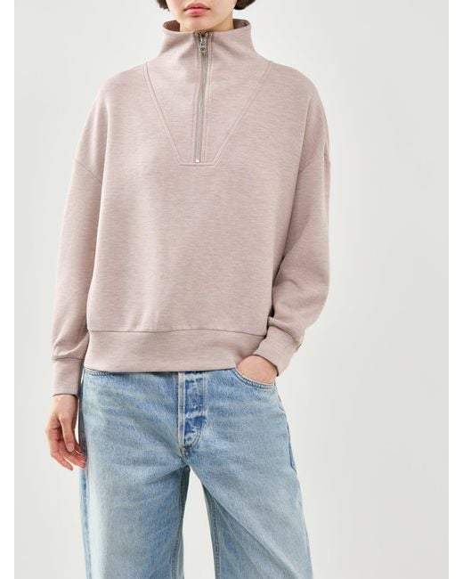 Varley Pink Hawley Half Zip Sweat Taupe