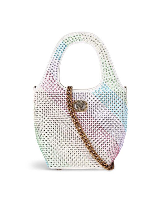 Kurt Geiger White Small Chelsea Crystal Hobo Bag