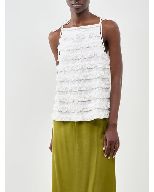 Damson Madder White Leili Ruffle Cami