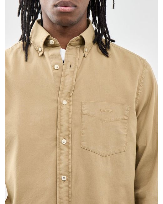 Gant Natural Garment Dyed Twill Long Sleeve Shirt for men
