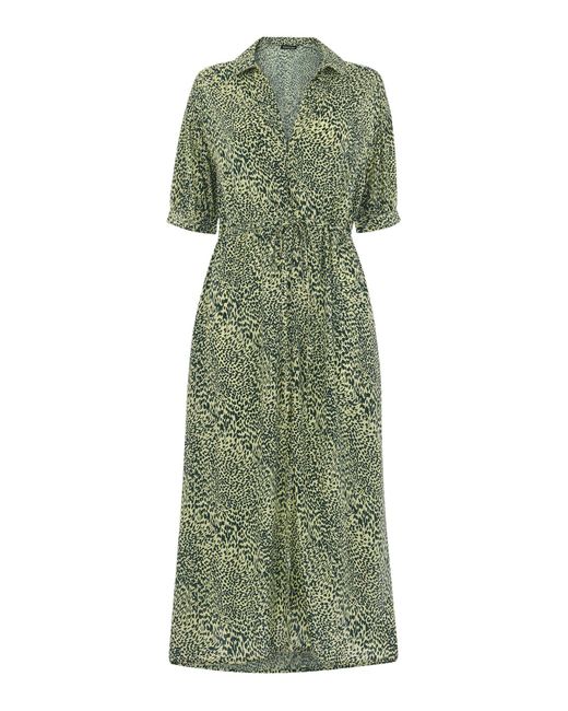 Whistles Green Women's Diagonal Leopard Print Dress