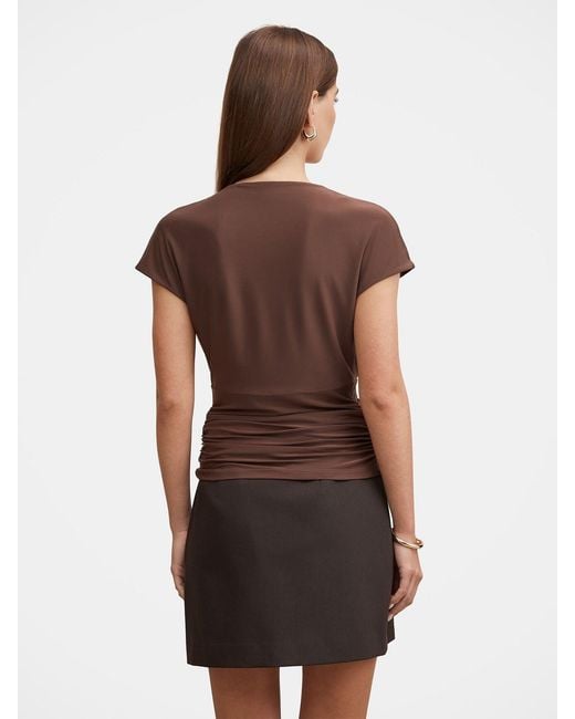 Forever New Brown Oakley Draped V-Neck Blouse