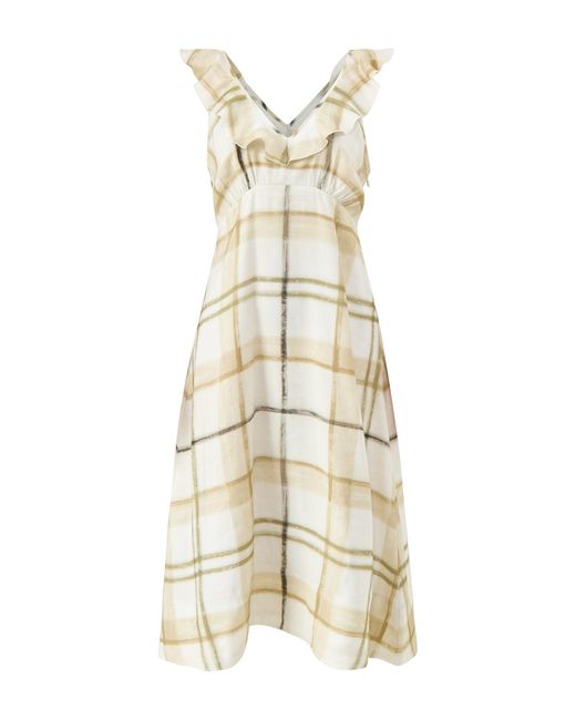 Barbour White Gianna Midi Dress Painted Check