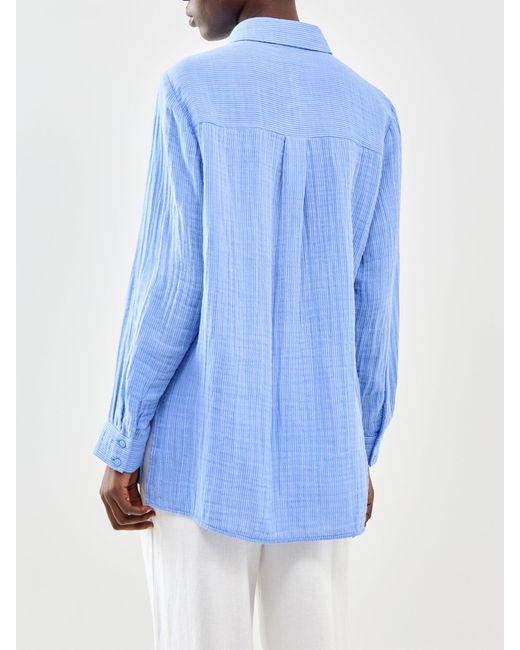 Eileen Fisher Blue Classic Collar Easy Shirt