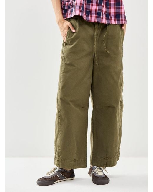 Damson Madder Green Felix Twill Wide Leg Trousers