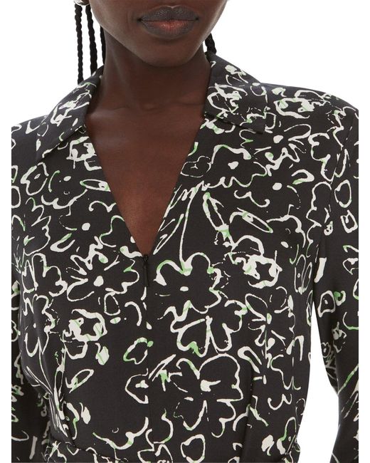 Whistles Black Women's Scribble Bouquet Midi Dress