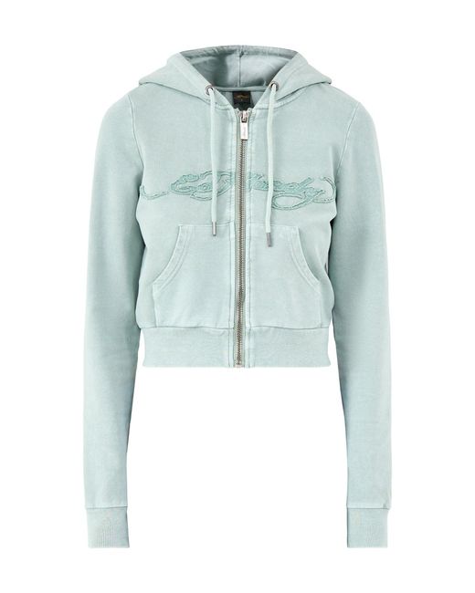 Ed Hardy Blue Applique Back Tattoo Cropped Hoodie
