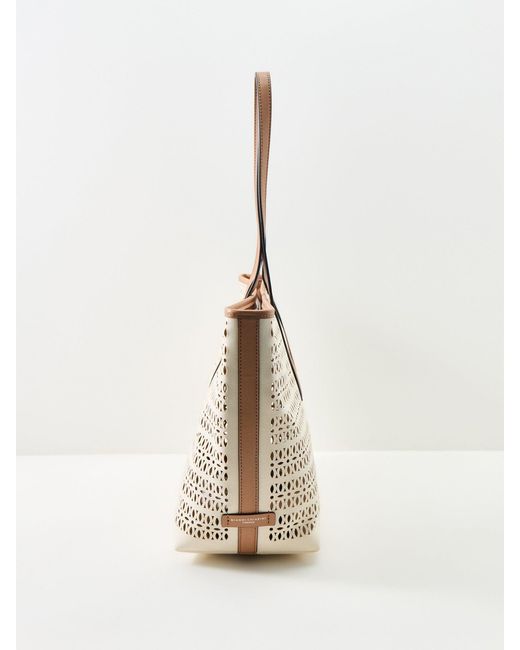 Gianni Chiarini Natural Mashup Laser Cut Tote Bag Cream