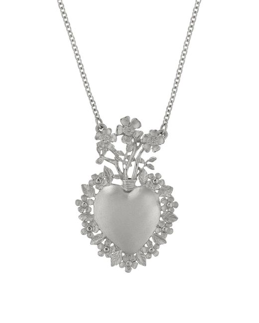 Alex Monroe White Women's Floral Sacred Heart Necklace