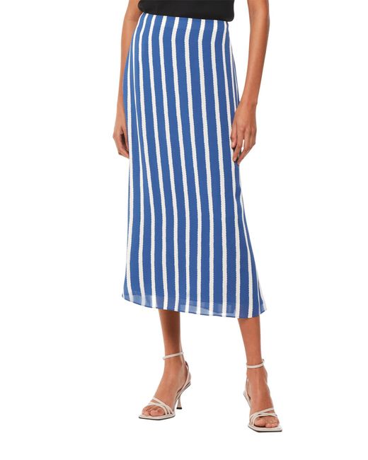 Whistles Blue Women's Crinkle Stripe Midi Skirt