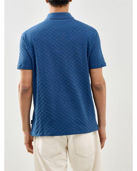 Paul Smith Blue Textured Zip Knitted Polo for men