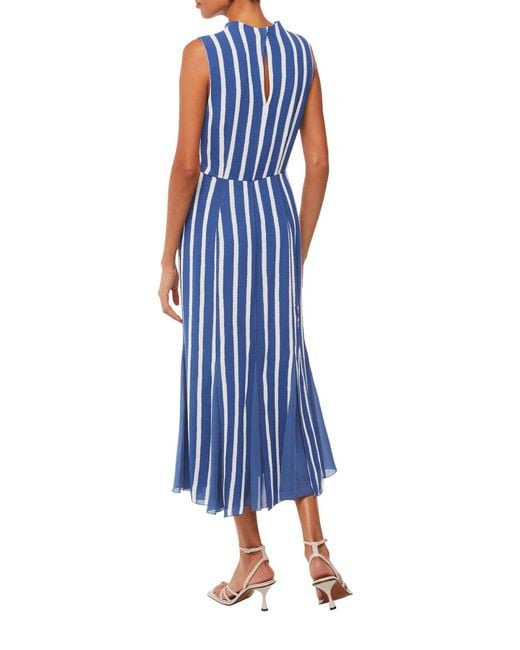 Whistles Blue Women's Crinkle Stripe Midi Dress