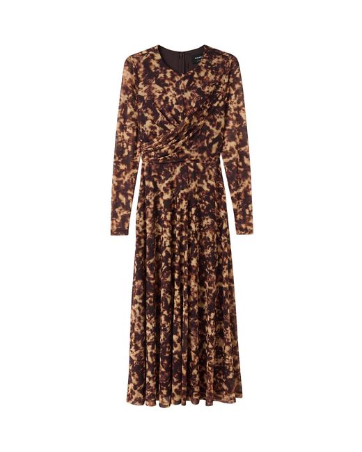 Whistles Brown Abstract Animal Mesh Dress
