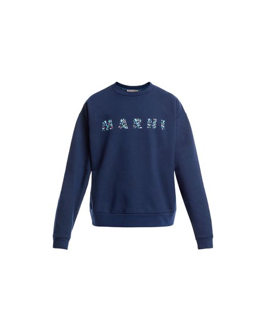 Marni Blue Men's Bio Cotton Sweatshirt With Patterned Print for men