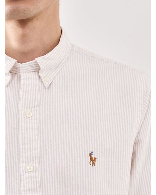 Polo Ralph Lauren White Slim Fit Stripe Oxford Shirt for men