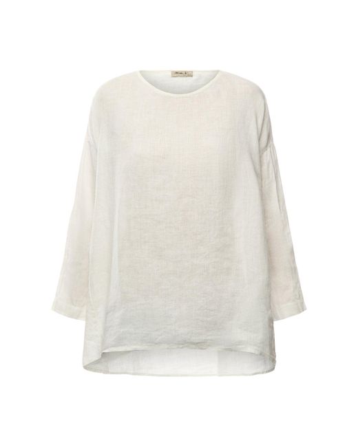 Mama B. White Dip Hem Ls Top