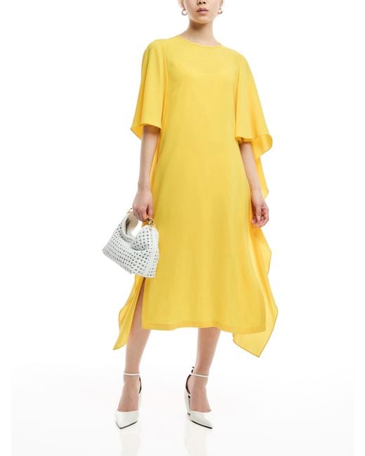 Max Mara Studio Yellow Women's Ombrosa Satin Midi Dress