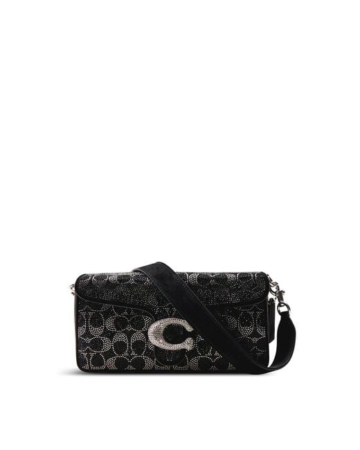 COACH Black Tabby 26 Crystal Suede Signature C Shoulder Bag