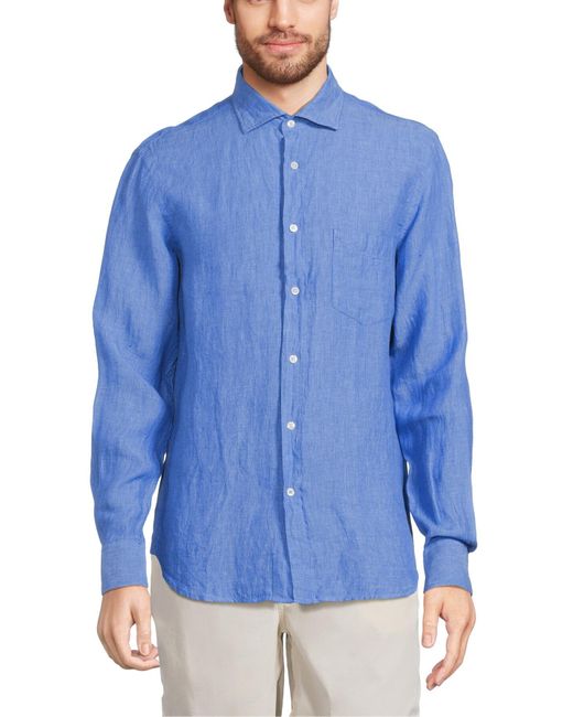 Hartford Blue Men's Paul Linen Shirt for men