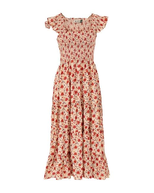 Rixo Multicolor Kendall Floral Midi Dress Cream
