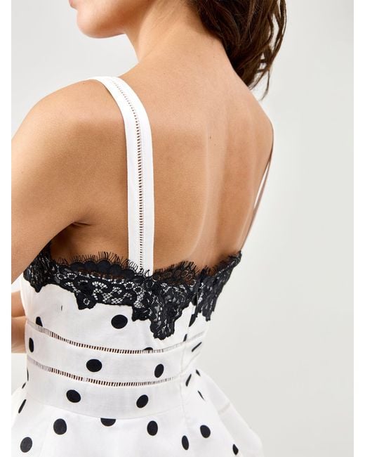 Self-Portrait White Polka Dot Midi Dress