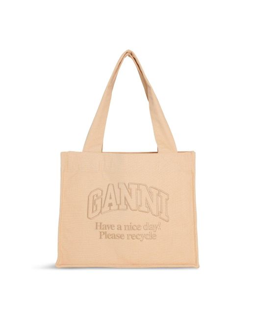 Ganni Natural Women's Cream Large Easy Shopper Tote