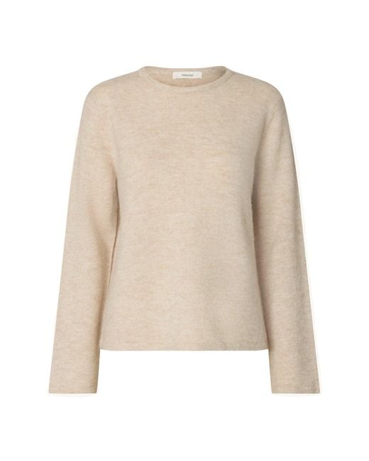 SELECTED Natural Lulu Crew Neck Jumper Cream