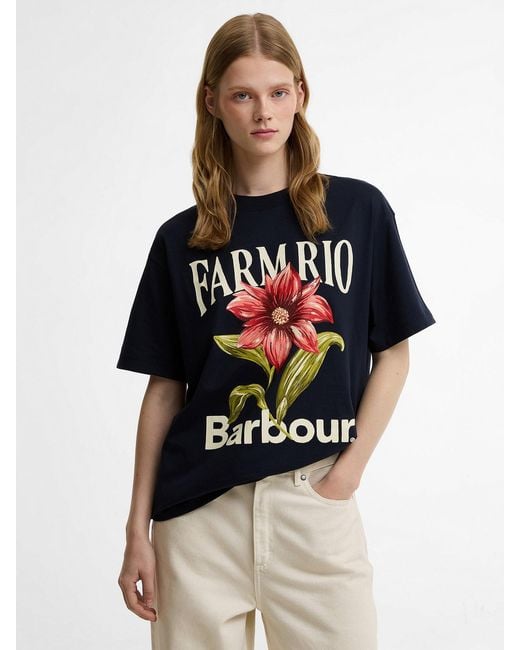 Barbour Blue X Farm Rio Wild Flower Graphic T-Shirt