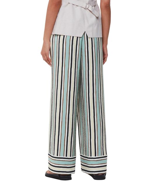 Whistles White Nicola Stripe-Print High-Rise Woven Trousers