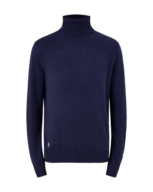 Polo Ralph Lauren Blue Roll Neck Cotton Wool Knit for men