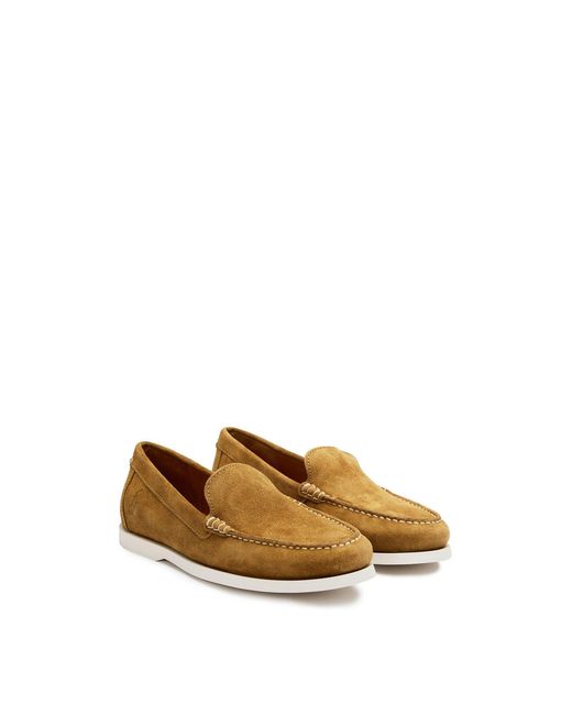Polo Ralph Lauren White Merton Suede Venetian Loafers Tan for men
