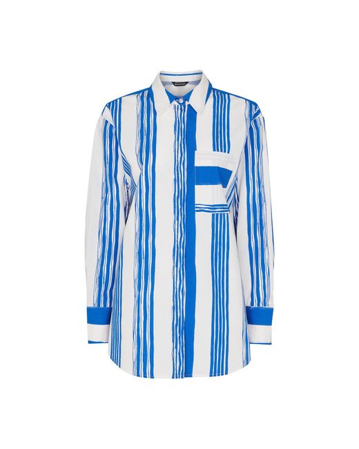 Whistles Blue Women's Painted Stripe Oversized Shirt